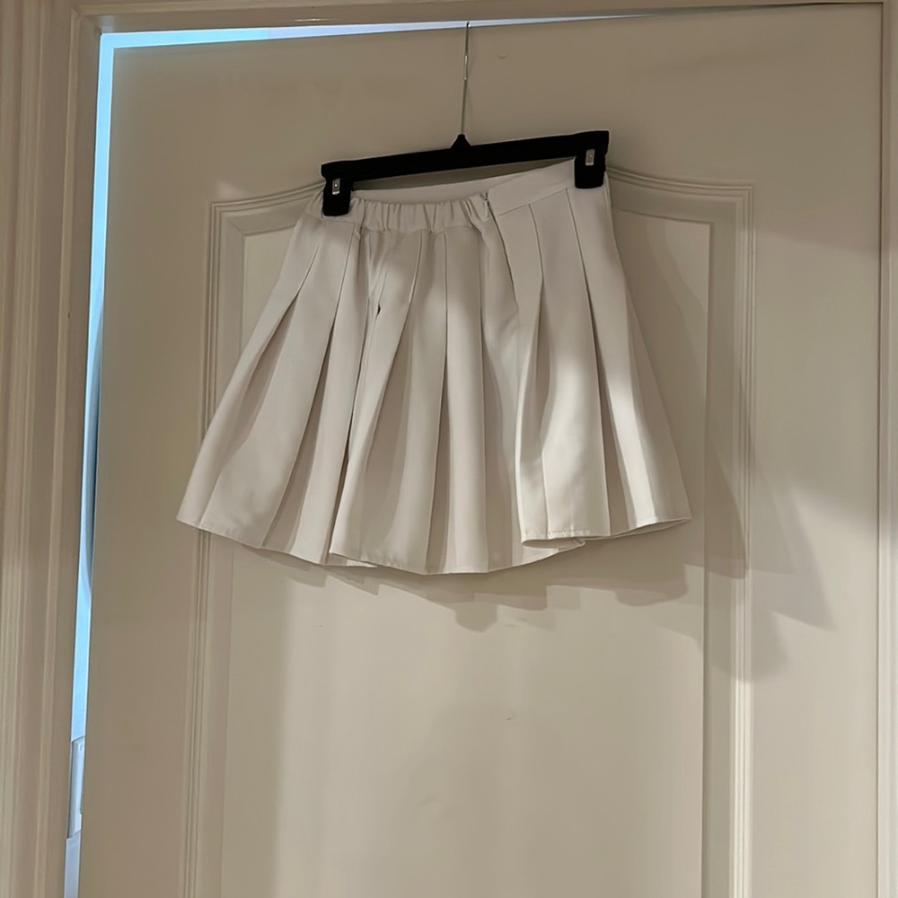 white mini skirt